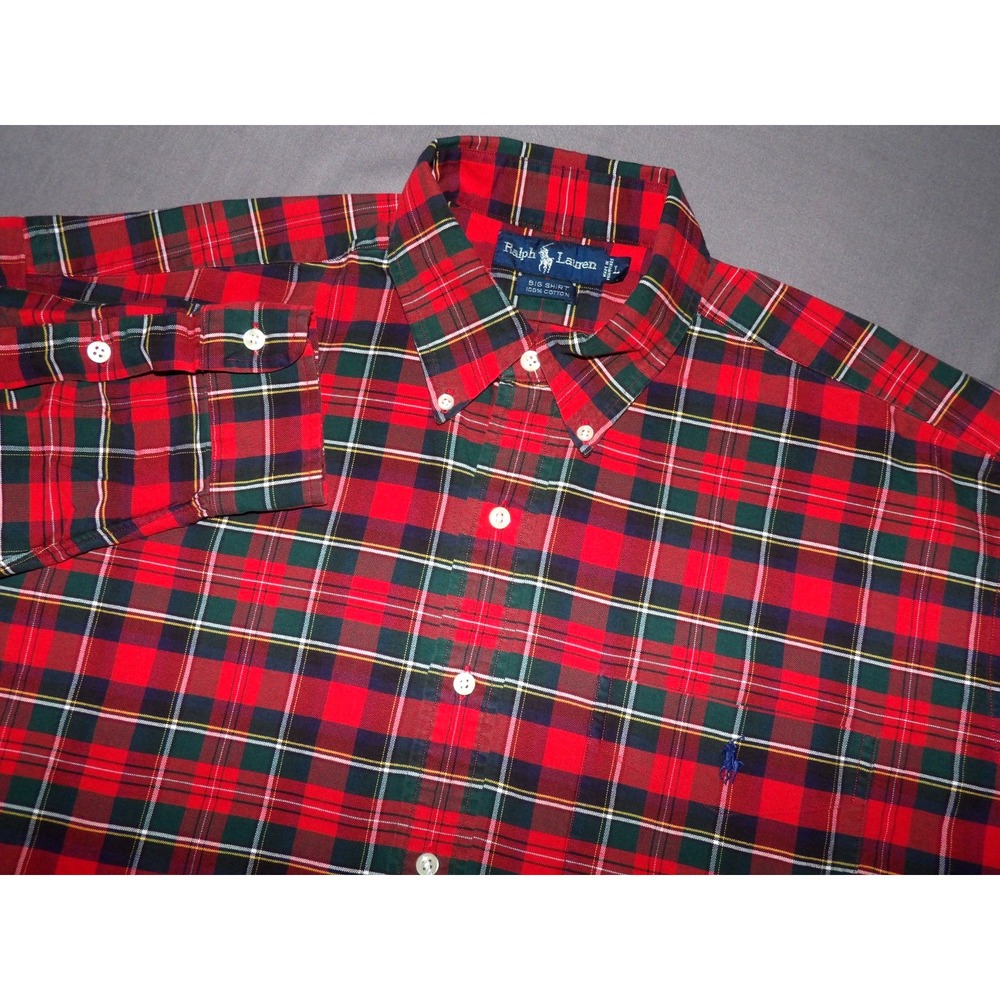 Polo Ralph Lauren "Big Shirt" Long Sleeved Plaid Button Up Shirt Men's Large